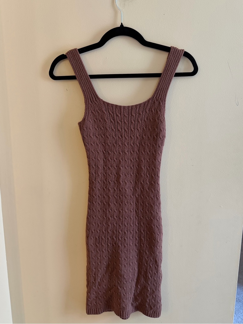 Hollister Brown Cable Knit Bodycon Mini Dress sz S Y2K Coquette